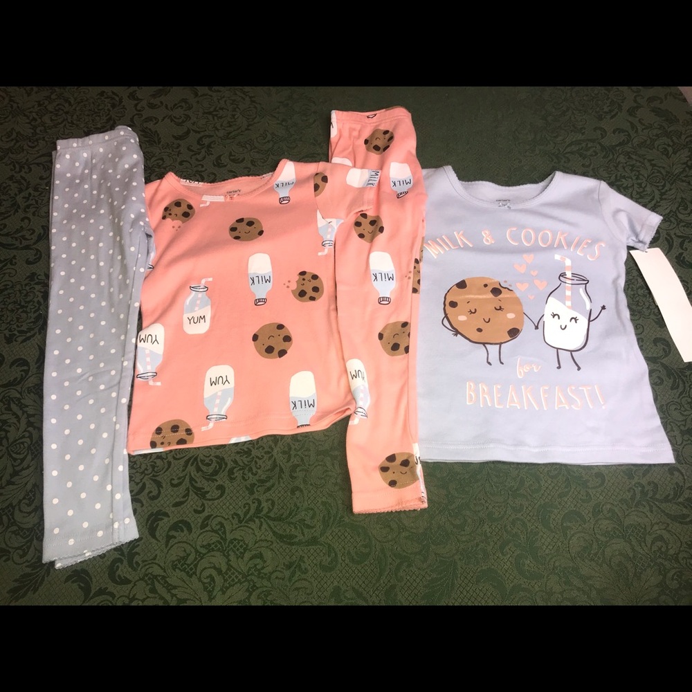 NWT 12m cookies & milk breakfast carters pajamas girls layette easter christmas - Picture 3 of 11